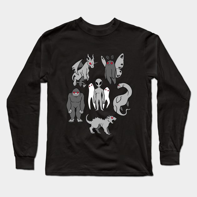 Creepy but cute cryptids Long Sleeve T-Shirt by theartofamberramirez